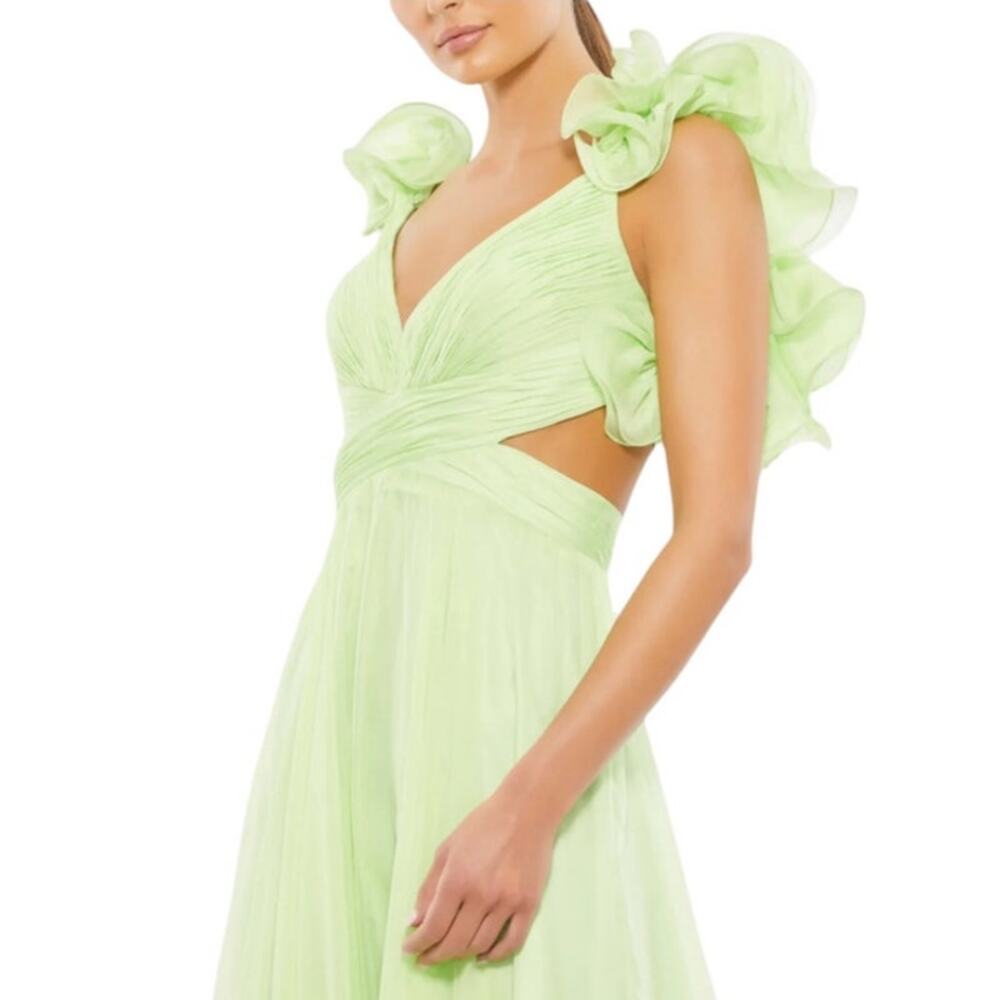Mac Duggal NEW Size 10 67911 Mint Iconic Ruffle Tiered Cut-Out Chiffon Maxi Gown - Picture 2 of 12